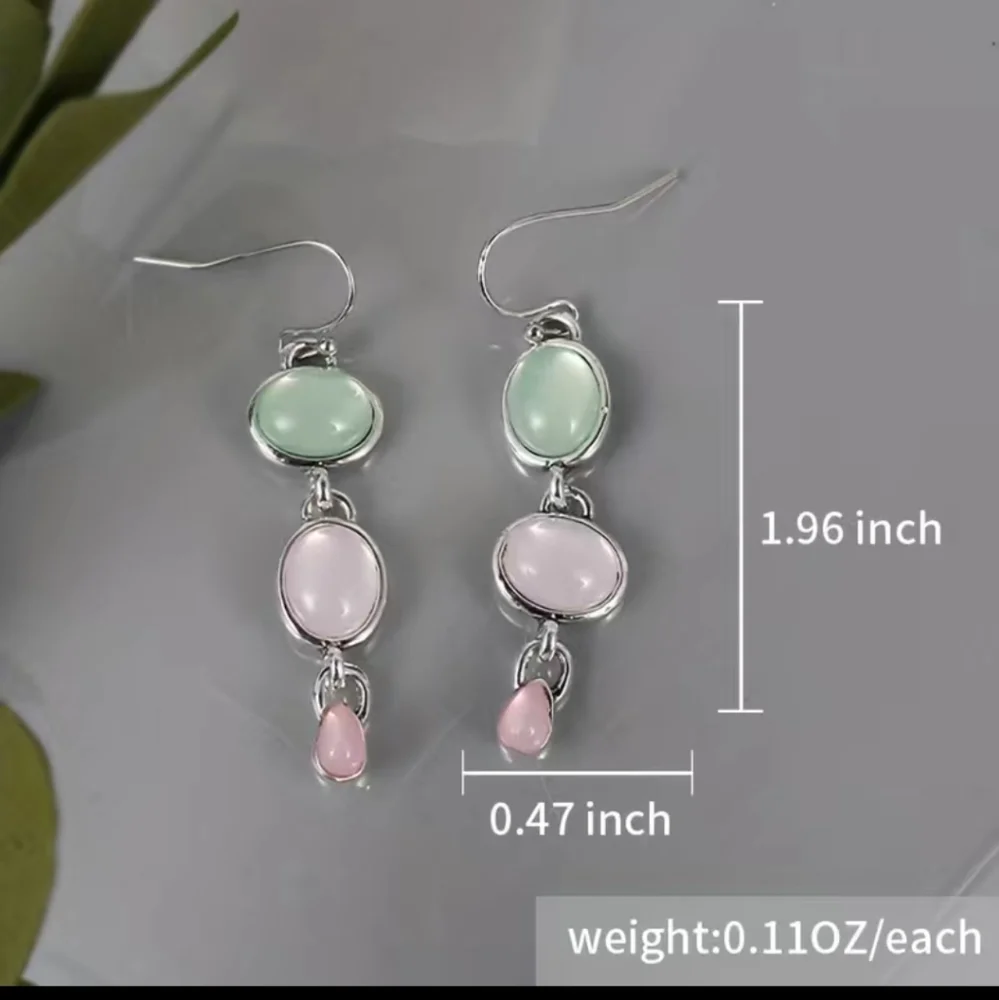 New moonstone drop dangle earrings - Picture 4 of 4